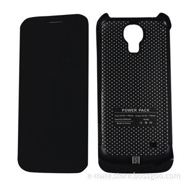 High-end Rubber Painted Power Case for Samsung Galaxy S4 Mini with Leather Cover and Kickstand